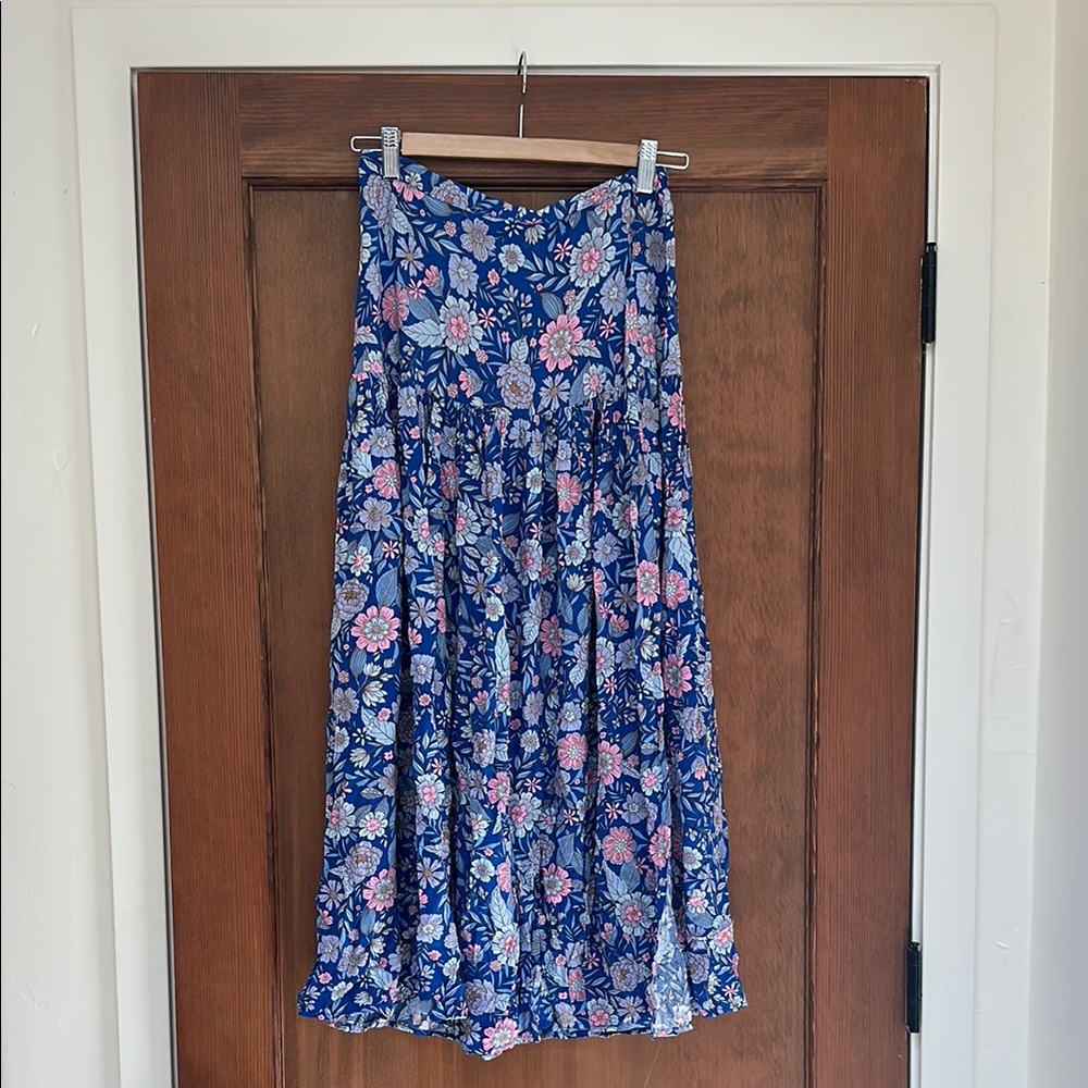Abel and Label Pink and Blue Floral Maxi Skirt